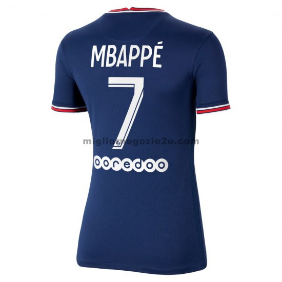 Maglia Paris Saint-Germain Kylian Mbappé 7 Donna Casa Divisa 2021-2022 Manica Corta