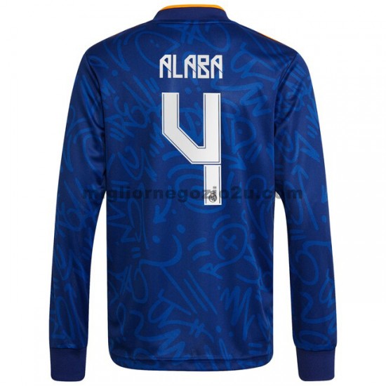 Maglia Real Madrid David Alaba 4 Trasferta Divisa 2021-2022 Manica Lunga