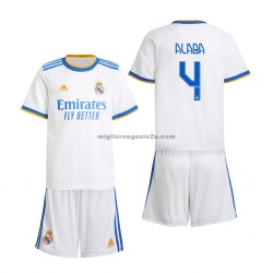 Maglia Real Madrid David Alaba 4 Bambino Casa Divisa 2021-2022 Manica Corta