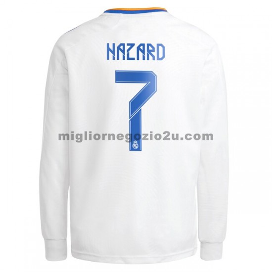 Maglia Real Madrid Eden Hazard 7 Casa Divisa 2021-2022 Manica Lunga