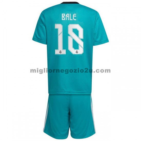 Maglia Real Madrid Gareth Bale 18 Bambino Terza Divisa 2021-2022 Manica Corta