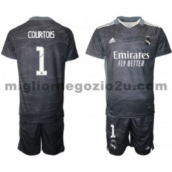 Maglia Real Madrid Portiere Thibaut Courtois 1 Bambino Casa Divisa 2021-2022 Manica Corta