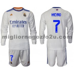 Maglia Real Madrid Hazard 7 Bambino Casa Divisa 2021-2022 Manica Lunga