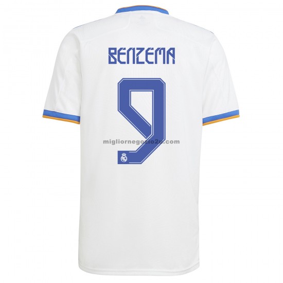 Maglia Real Madrid Karim Benzema 9 Casa Divisa 2021-2022 Manica Corta