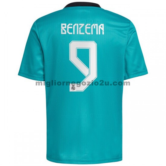 Maglia Real Madrid Karim Benzema 9 Terza Divisa 2021-2022 Manica Corta