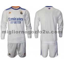 Maglia Real Madrid Bambino Casa Divisa 2021-2022 Manica Lunga
