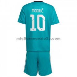 Maglia Real Madrid Luka Modrić 10 Bambino Terza Divisa 2021-2022 Manica Corta