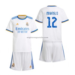 Maglia Real Madrid Marcelo 12 Bambino Casa Divisa 2021-2022 Manica Corta