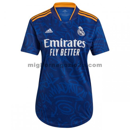 Maglia Real Madrid Donna Trasferta Divisa 2021-2022 Manica Corta