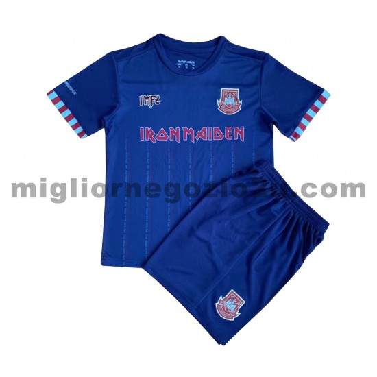 Maglia West Ham United Iron Maiden Bambino Trasferta Divisa Manica Corta