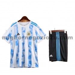 Maglia Argentina Bambino Casa Divisa 2021 Manica Corta