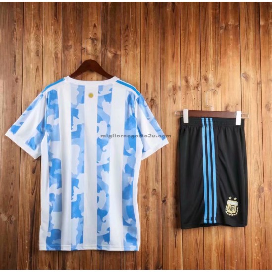 Maglia Argentina Bambino Casa Divisa 2021 Manica Corta