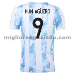 Maglia Argentina Kun Aguero 9 Casa Divisa 2021 Manica Corta