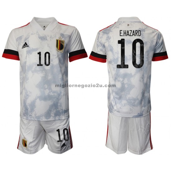 Maglia Belgio Eden Hazard 10 Bambino Trasferta Divisa Euro 2020 Manica Corta