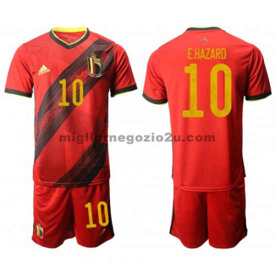 Maglia Belgio Eden Hazard 10 Bambino Casa Divisa Euro 2020 Manica Corta