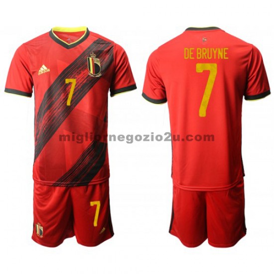 Maglia Belgio Kevin De Bruyne 7 Bambino Casa Divisa Euro 2020 Manica Corta