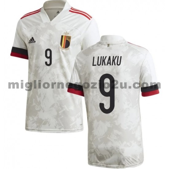 Maglia Belgio Romelu Lukaku 9 Trasferta Divisa Euro 2020 Manica Corta