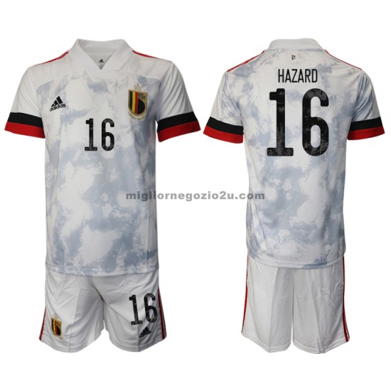 Maglia Belgio Thorgan Hazard 16 Bambino Trasferta Divisa Euro 2020 Manica Corta