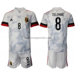 Maglia Belgio Youri Tielemans 8 Bambino Trasferta Divisa Euro 2020 Manica Corta