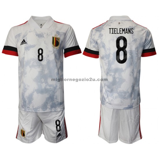 Maglia Belgio Youri Tielemans 8 Bambino Trasferta Divisa Euro 2020 Manica Corta