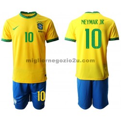 Maglia Brasile Neymar JR 10 Bambino Casa Divisa 2020-2021 Manica Corta