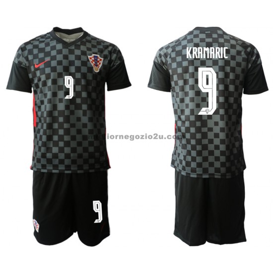 Maglia Croazia Andrej Kramaric 9 Bambino Trasferta Divisa Euro 2020 Manica Corta