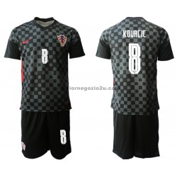 Maglia Croazia Mateo Kovacic 8 Bambino Trasferta Divisa Euro 2020 Manica Corta