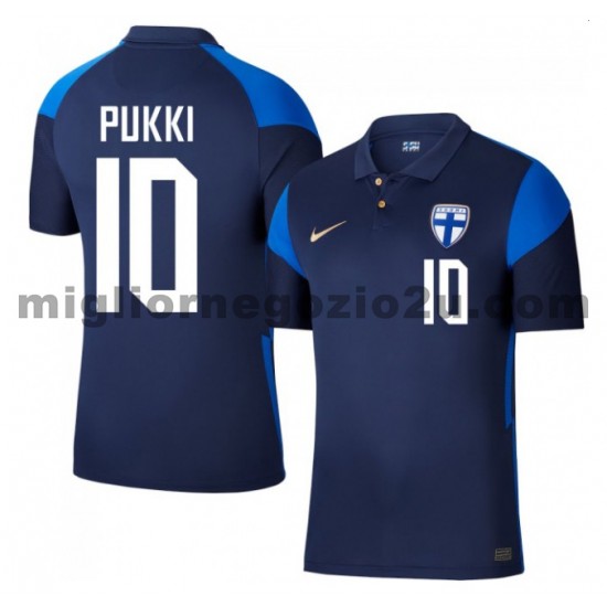 Maglia Finlandia Teemu Pukki 10 Trasferta Divisa Euro 2020 Manica Corta