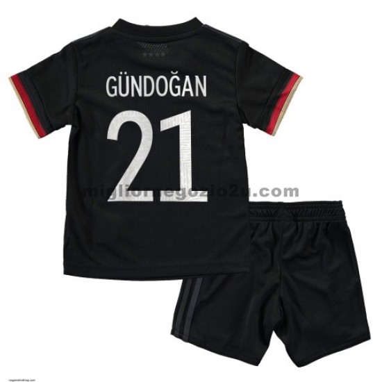 Maglia Germania Ilkay Gundogan 21 Bambino Trasferta Divisa Euro 2020 Manica Corta