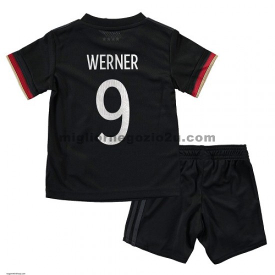 Maglia Germania Timo Werner 9 Bambino Trasferta Divisa Euro 2020 Manica Corta