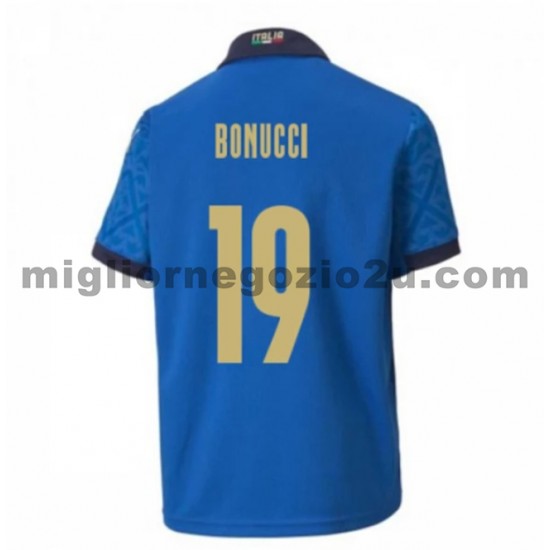 Maglia Italia Leonardo Bonucci 19 Casa Divisa Euro 2020 Manica Corta