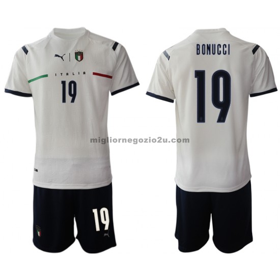 Maglia Italia Leonardo Bonucci 19 Bambino Trasferta Divisa 2021-2022 Manica Corta