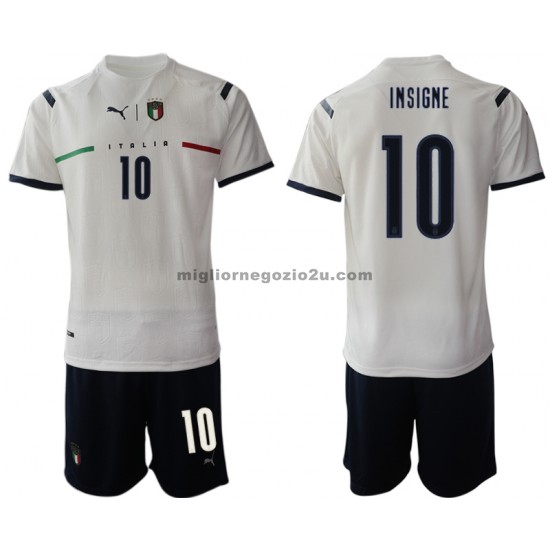 Maglia Italia Lorenzo Insigne 10 Bambino Trasferta Divisa 2021-2022 Manica Corta