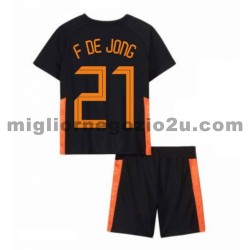 Maglia Paesi Bassi Frenkie de Jong 21 Bambino Trasferta Divisa Euro 2020 Manica Corta