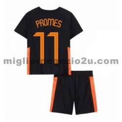 Maglia Paesi Bassi Quincy Promes 11 Bambino Trasferta Divisa Euro 2020 Manica Corta