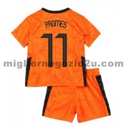 Maglia Paesi Bassi Quincy Promes 11 Bambino Casa Divisa Euro 2020 Manica Corta