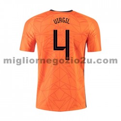 Maglia Paesi Bassi VIRGIL 4 Casa Divisa Euro 2020 Manica Corta