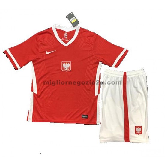 Maglia Polonia Bambino Trasferta Divisa Euro 2020 Manica Corta