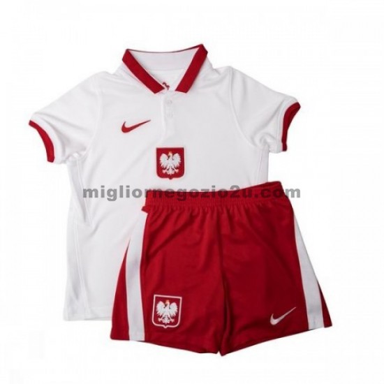 Maglia Polonia Bambino Casa Divisa Euro 2020 Manica Corta