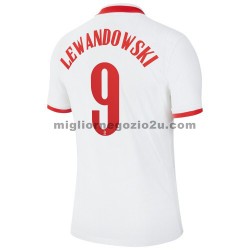 Maglia Polonia Robert Lewandowski 9 Casa Divisa Euro 2020 Manica Corta