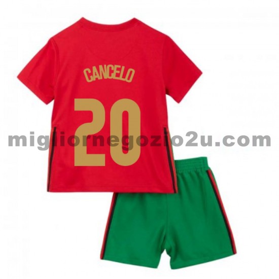Maglia Portogallo Joao Cancelo 20 Bambino Casa Divisa Euro 2020 Manica Corta
