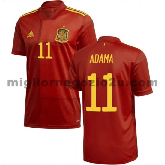 Maglia Spagna Adama 11 Casa Divisa Euro 2020 Manica Corta