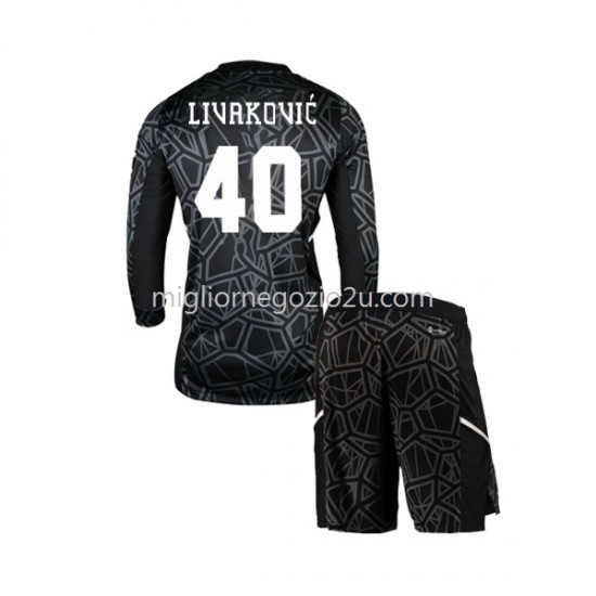 Maglia Dinamo Zagreb Livakovic 40 Portiere Bambino Casa Divisa 2022-2023 Manica Lunga