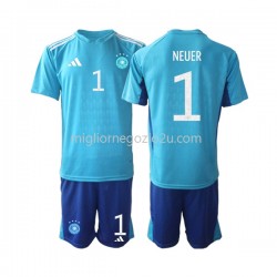 Maglia Germania Manuel Neuer 1 Portiere Bambino Casa Divisa Mondiali 2022 Manica Corta