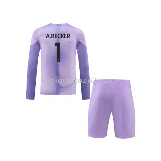 Maglia Liverpool A.Becker 1 Portiere Bambino Casa Divisa 2022-2023 Manica Lunga