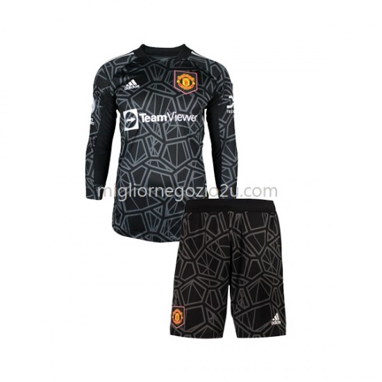 Maglia Manchester United Portiere Bambino Trasferta Divisa 2022-2023 Manica Lunga