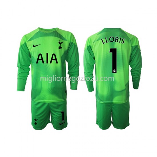 Maglia Tottenham Hotspur Hugo Lloris 1 Portiere Bambino Trasferta Divisa 2022-2023 Manica Lunga