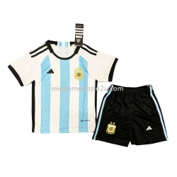 Maglia Argentina Bambino Casa Divisa Mondiali 2022 Manica Corta