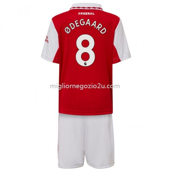 Maglia Arsenal Odegaard 8 Bambino Casa Divisa 2022-2023 Manica Corta
