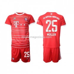 Maglia Bayern München Muller 25 Bambino Casa Divisa 2022-2023 Manica Corta